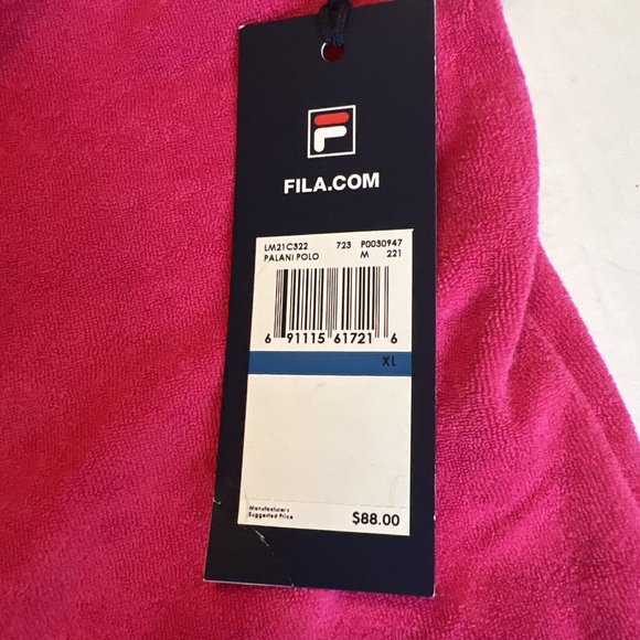 Fila Palani Sz XL Terry Tennis Polo Yellow/Pink Shirt Cotton Blend Embroidered - Picture 12 of 15